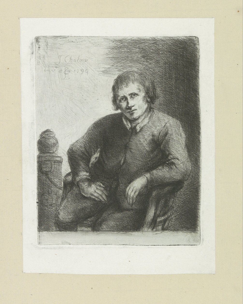 Sidder ved siden af ​​en søjle The Compleat Work of Etchings af John Chalon / Oeuvre Complette des Eaux Fortes af Jean Chalon (serietitel) af Jan Chalon