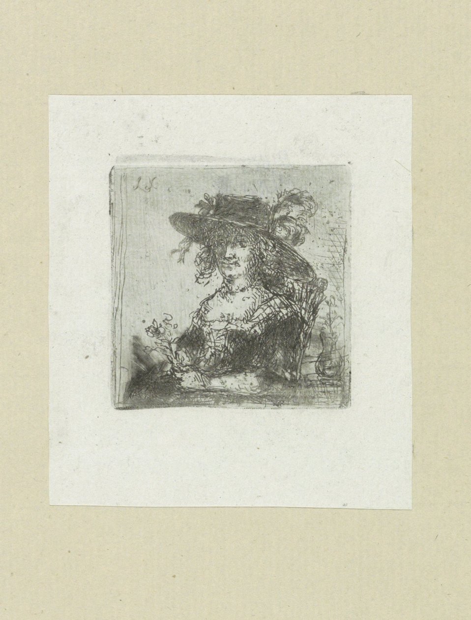 Zittende kvinde met hoed The Compleat Work of Etchings af John Chalon / Oeuvre Complette des Eaux Fortes af Jean Chalon (serietitel) af Jan Chalon