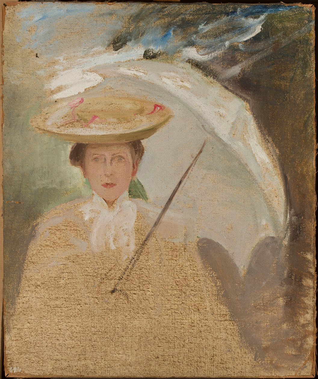 Portræt af en dame med parasol, skitse af Jan Ciągliński