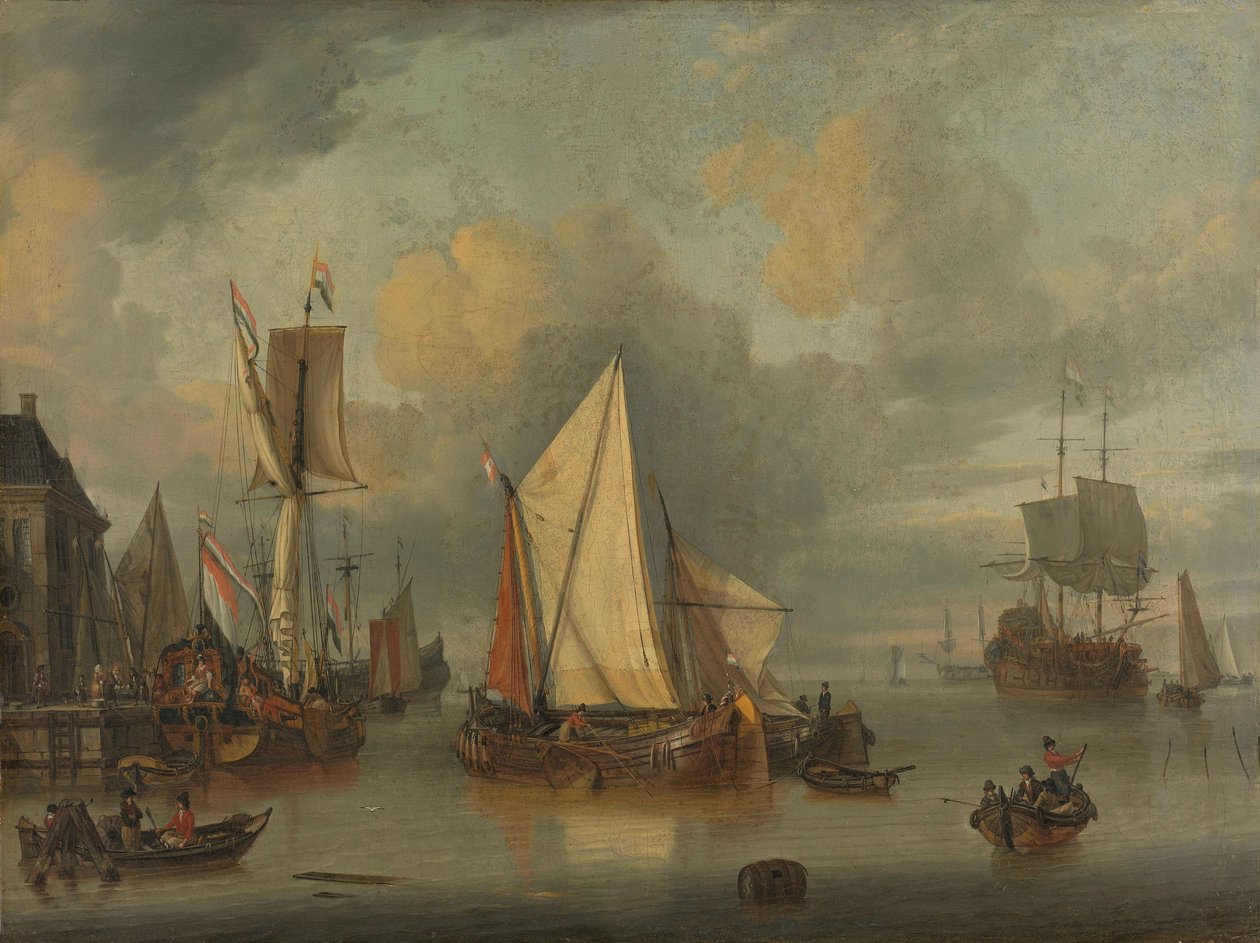 A Calm (skibe i havnen ved roligt vejr) af Jan Claesz. Rietschoof