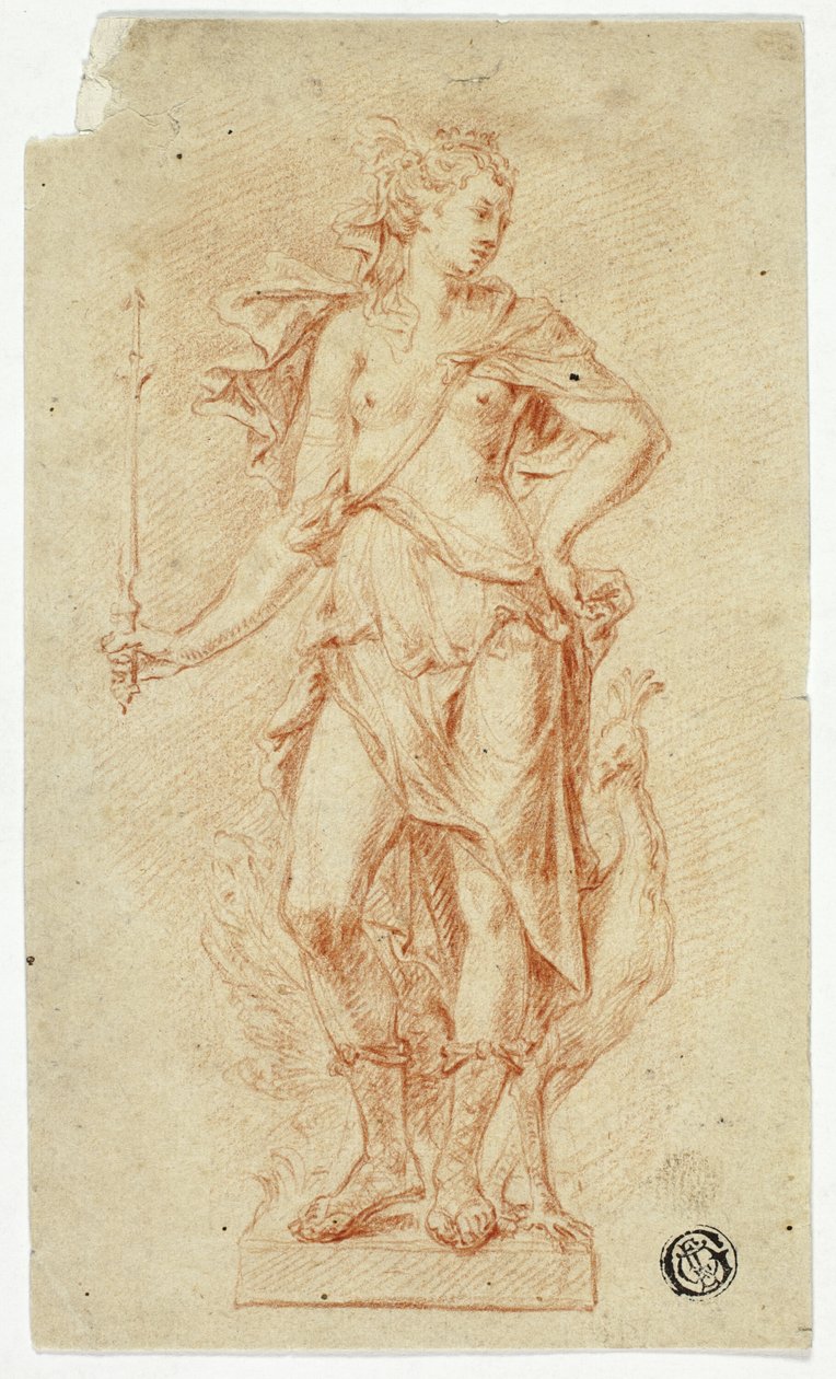 Statue af Juno med scepter og påfugl af Jan Claudius de Cock