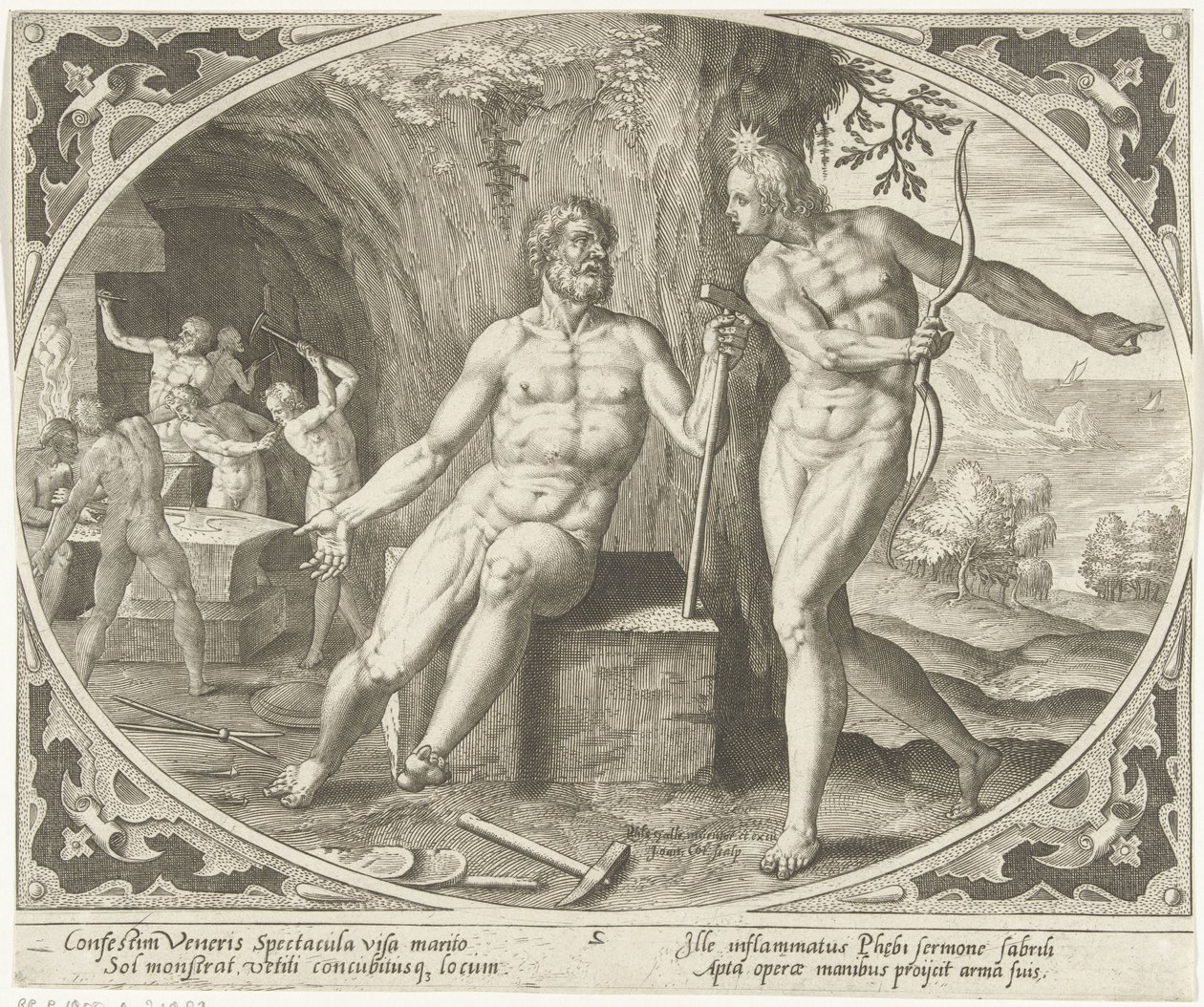 Phoebus informerer Vulcan om utroskaben Venus og Mars (serietitel) af Jan Collaert (II)