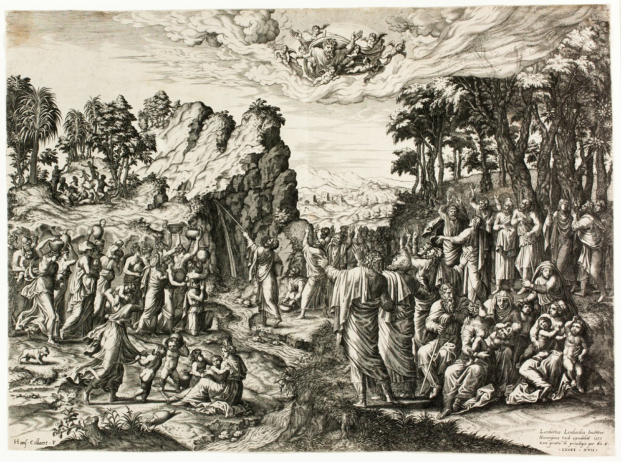 Moses slår på klippen af Jan Collaert I