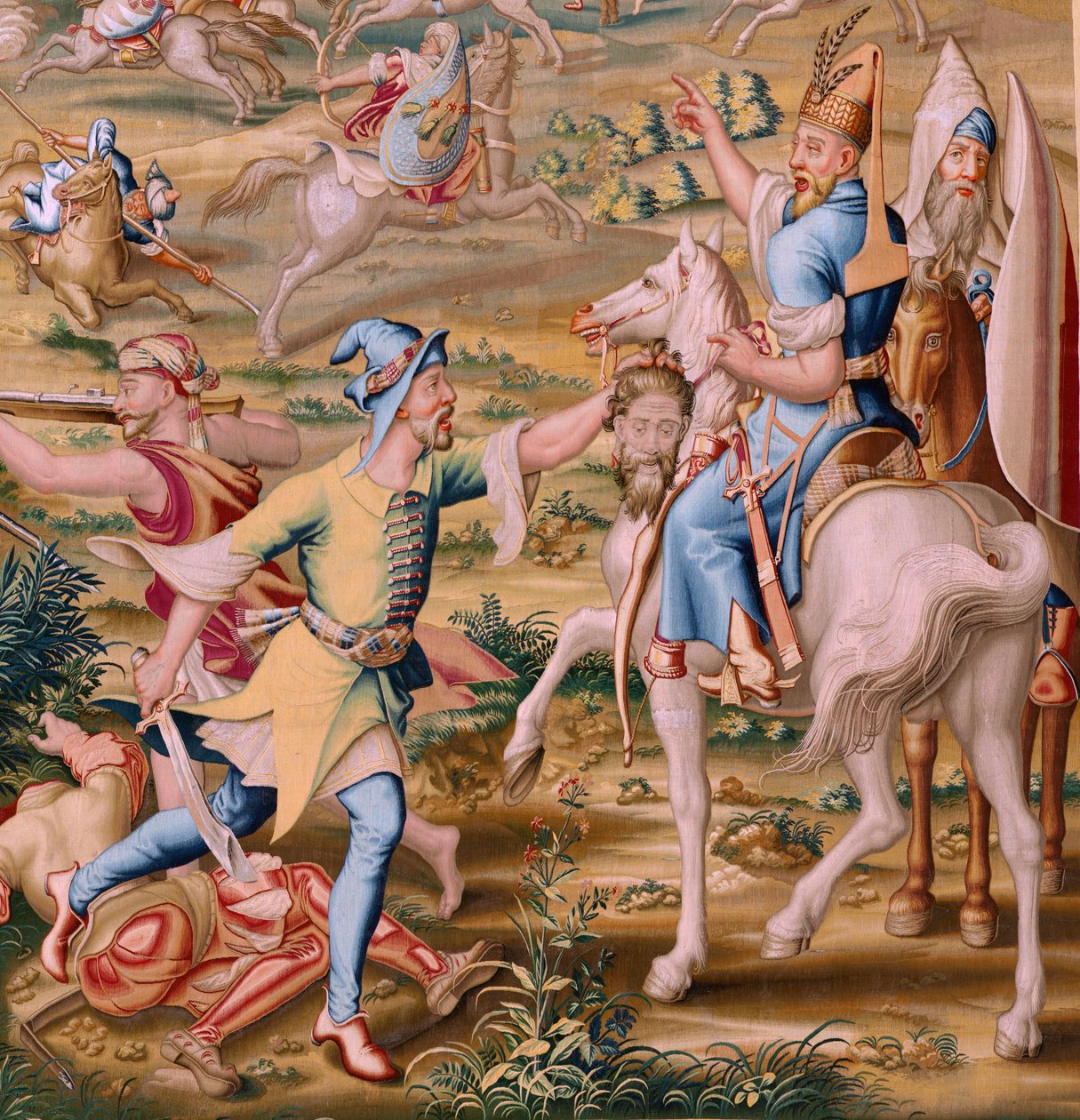 flamsk gobelin. Serien Erobringen af Tunis. Angrebet på La Goleta (Ataque a la Goleta). Fjerde gobelin i serien. Model Jan Vermeyen og Pieter Coecke van Aelst. 1543-1548. Fremstilling af Real Fábrica de Tapices de Santa Bárbara, Madrid af Jan Cornelisz Vermeyen