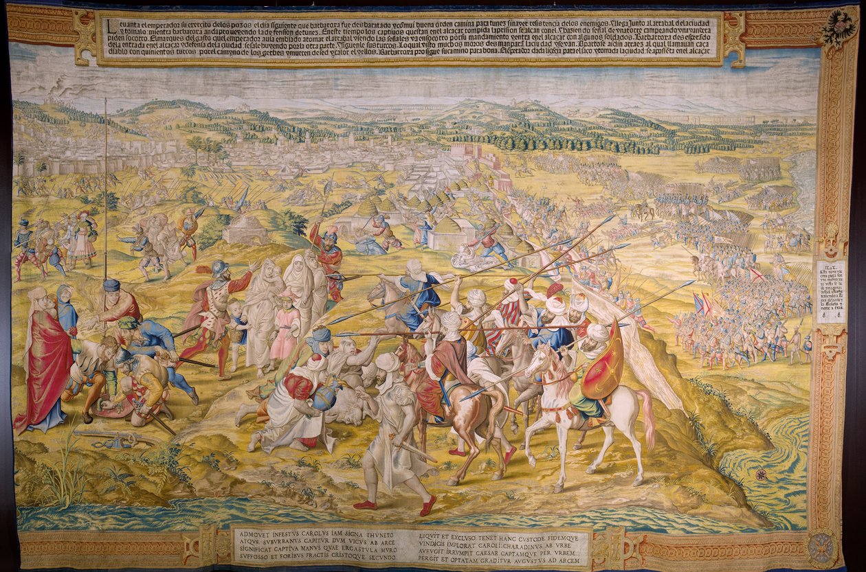 flamsk gobelin. Serien The conquest of Tunis: Take of Tunis. Tegneren Jan Cornelisz Vermeyen. Studio Willem de Pannemaker, Bruxelles. omkring 1545. af Jan Cornelisz Vermeyen