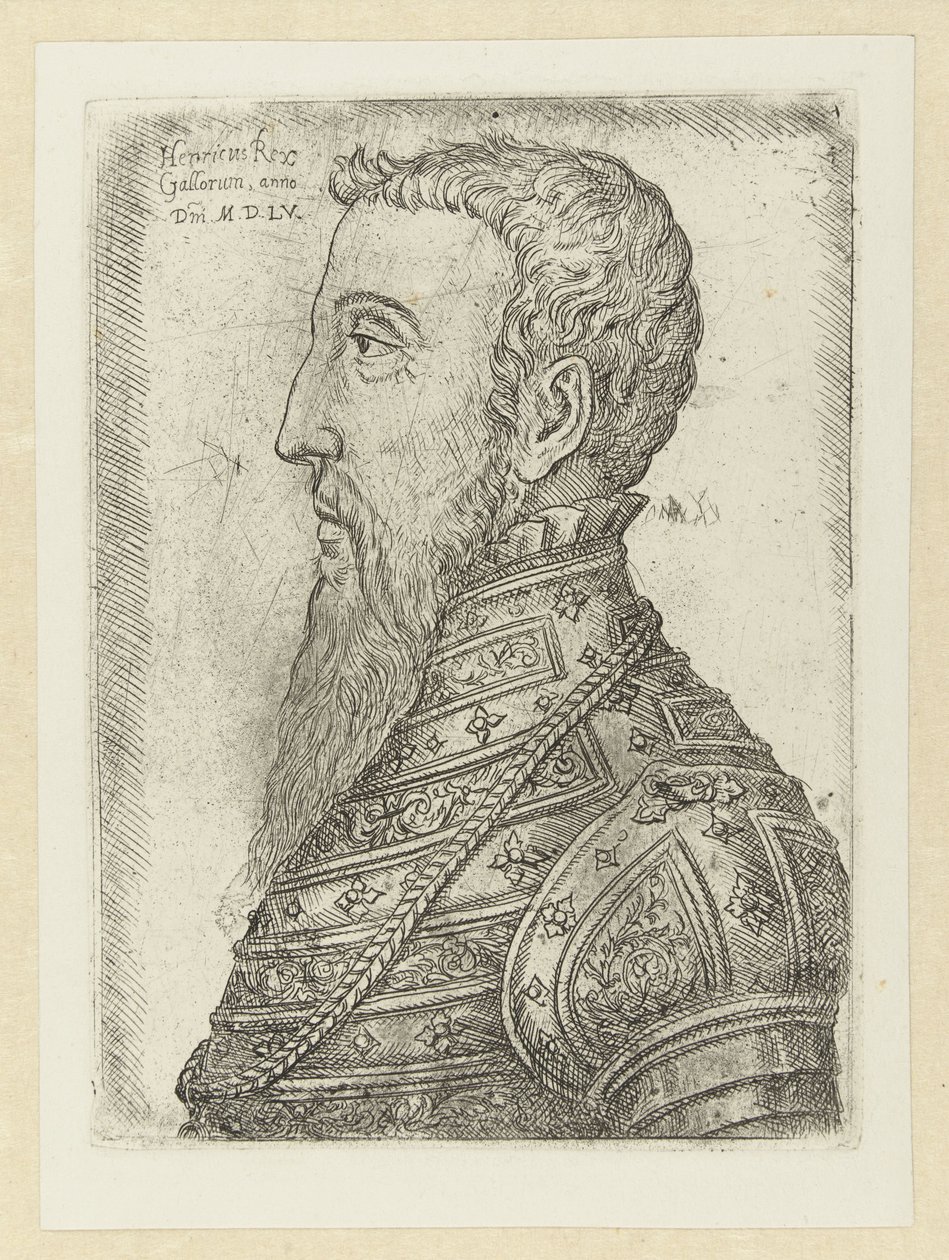 Portret van Hendrik II Henry King of the Gallers (titel på objekt) af Jan Cornelisz Vermeyen