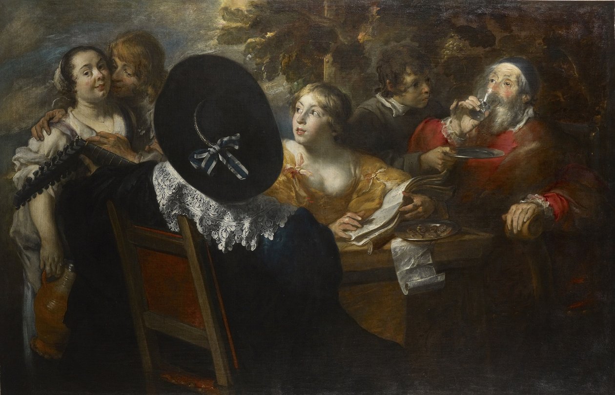 Det muntre selskab The Five Senses, midten af det 17. århundrede.. af Jan Cossiers