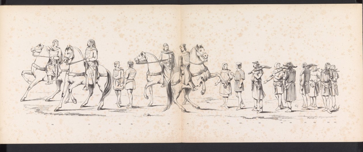 Masquerade of the Leiden Students, 1865 (plade 10) Udklædt procession holdt af medlemmerne af Leidens studentkorps den 6. juni 1865 til fejring af 290-året for Leidsche Hoogeschool, skildrer: hollændernes indtog b. af Jan Daniël Cornelis Carel Willem baron de Constant Rebecque