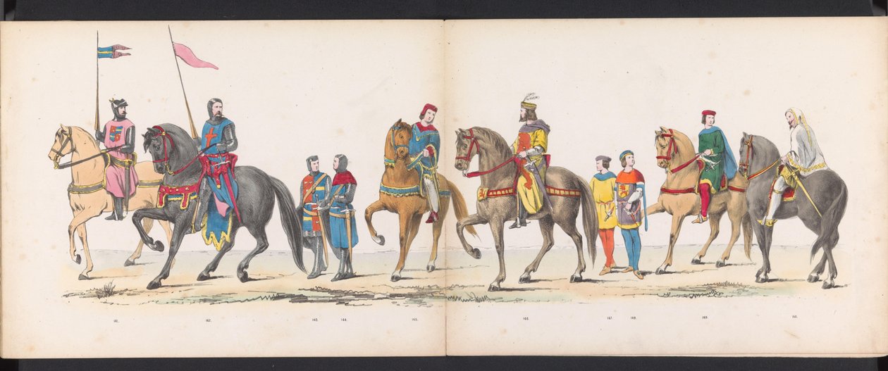 Masquerade of the Leiden Students, 1865 (plade 12) Udklædt procession holdt af medlemmerne af Leidens studentkorps den 6. juni 1865 til fejring af 290-året for Leidsche Hoogeschool, skildrer: hollændernes indtog b. af Jan Daniël Cornelis Carel Willem baron de Constant Rebecque