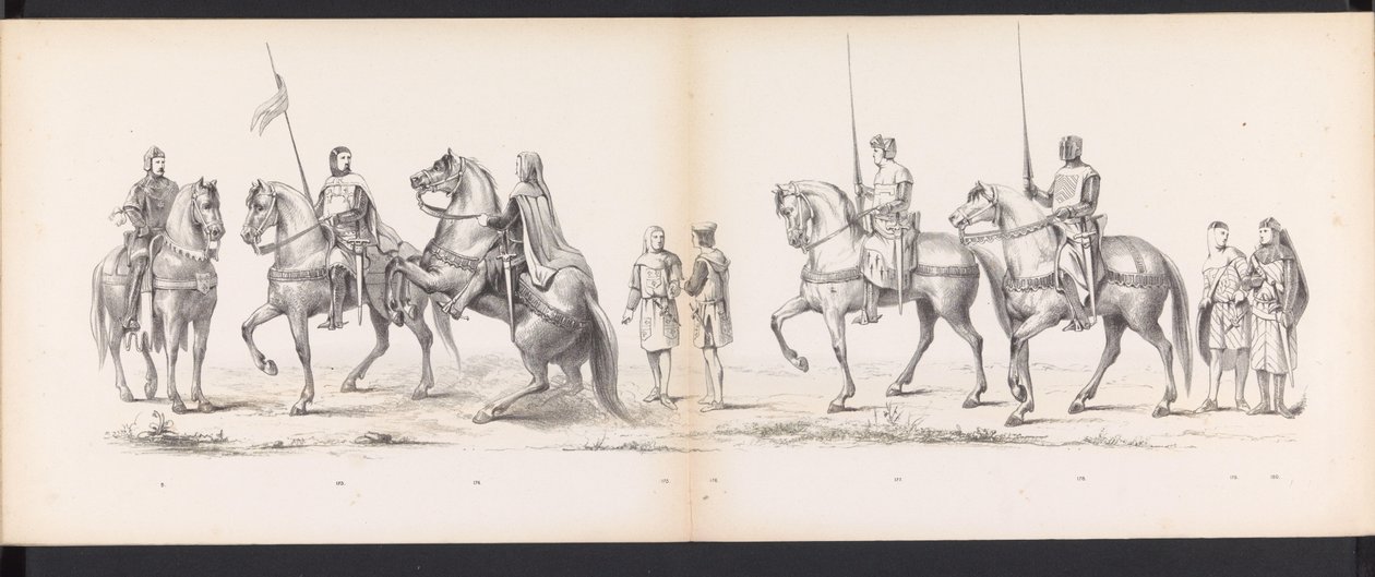 Masquerade of the Leiden Students, 1865 (plade 14) Udklædt procession holdt af medlemmerne af Leidens studentkorps den 6. juni 1865 til fejring af 290-året for Leidsche Hoogeschool, skildrer: hollændernes indtog b. af Jan Daniël Cornelis Carel Willem baron de Constant Rebecque