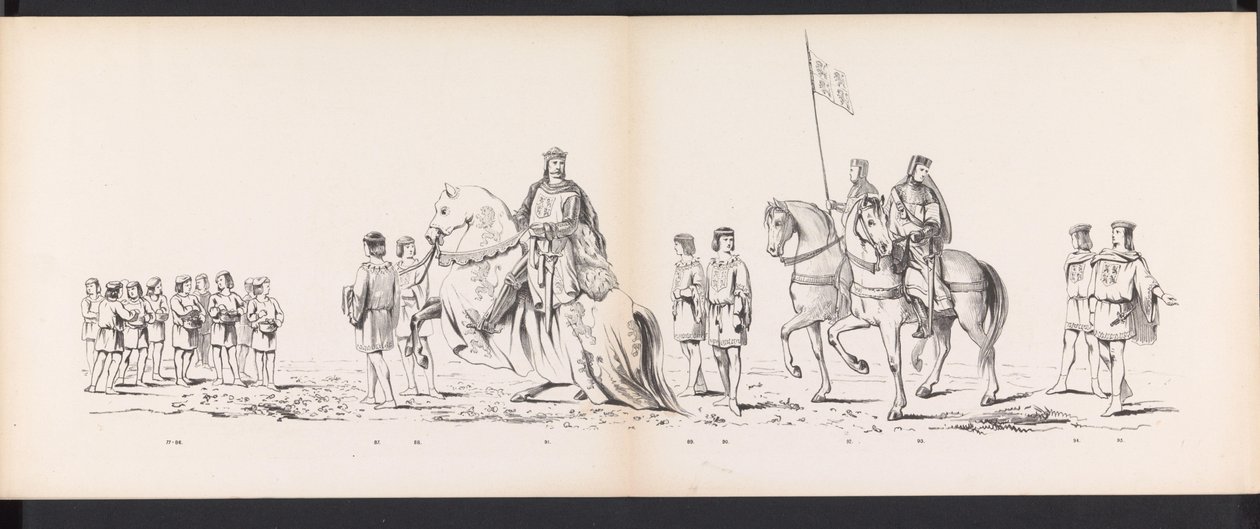 Masquerade of the Leiden Students, 1865 (plade 7) Udklædt procession holdt af medlemmerne af Leidens studentkorps den 6. juni 1865 til fejring af 290-året for Leidsche Hoogeschool, som viser: hollændernes indtog i af Jan Daniël Cornelis Carel Willem baron de Constant Rebecque