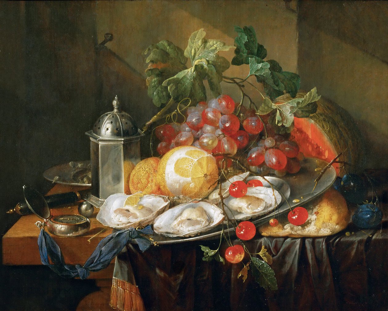 Barok: Nature Morte Petit Denjeuner - Morgenmad Still Life Paris i Parry, Jan Davidsz. (1606-1684) af Jan Davidsz de Heem