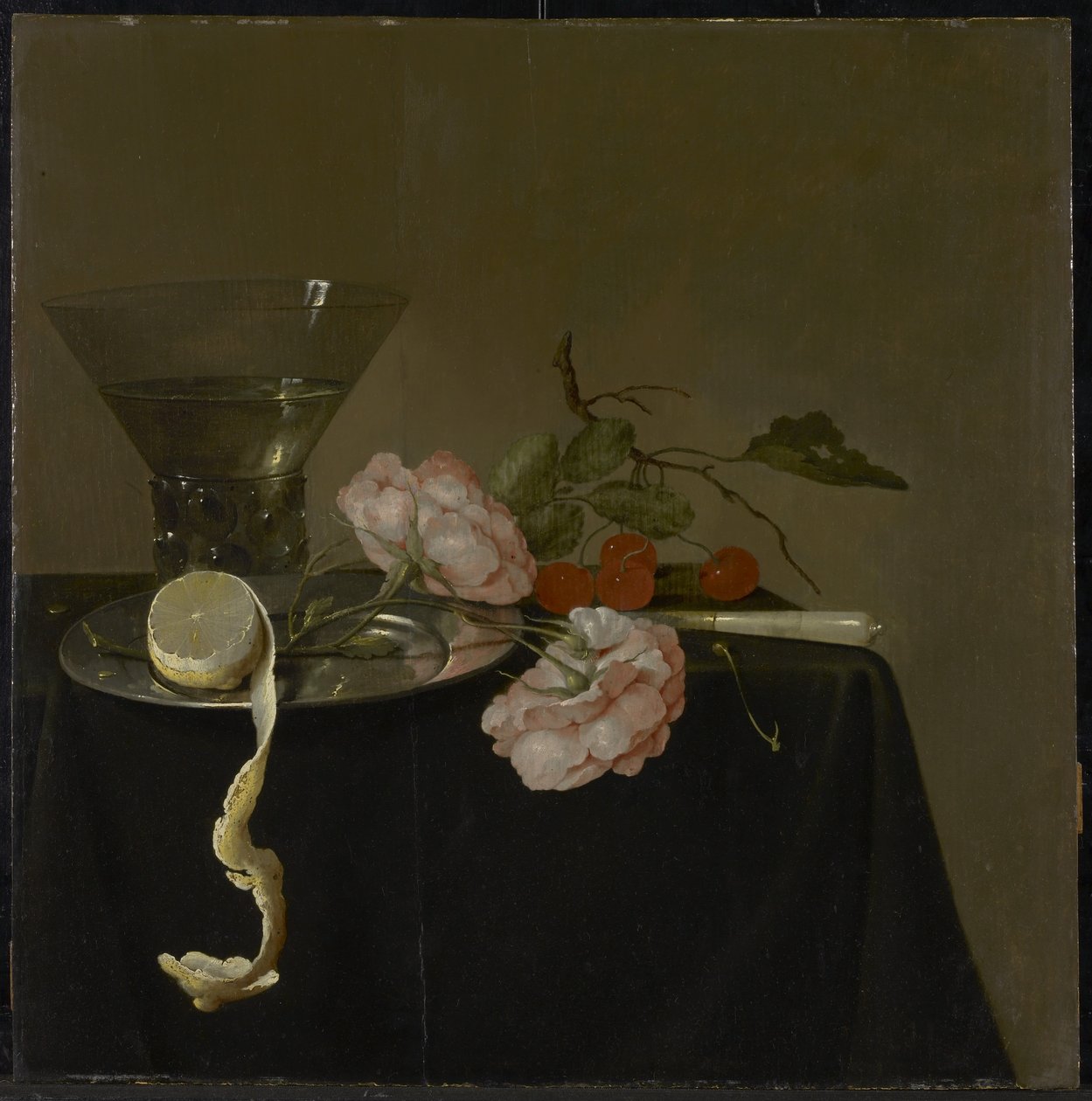 Stilleben med drikkeglas, frugt og roser, c.1632-34 af Jan Davidsz de Heem