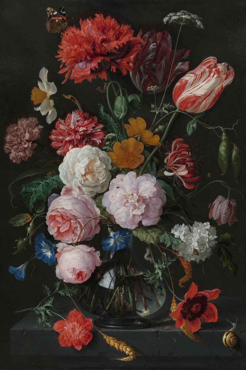 Stilleben med blomster i en glasvase af Jan Davidsz de Heem