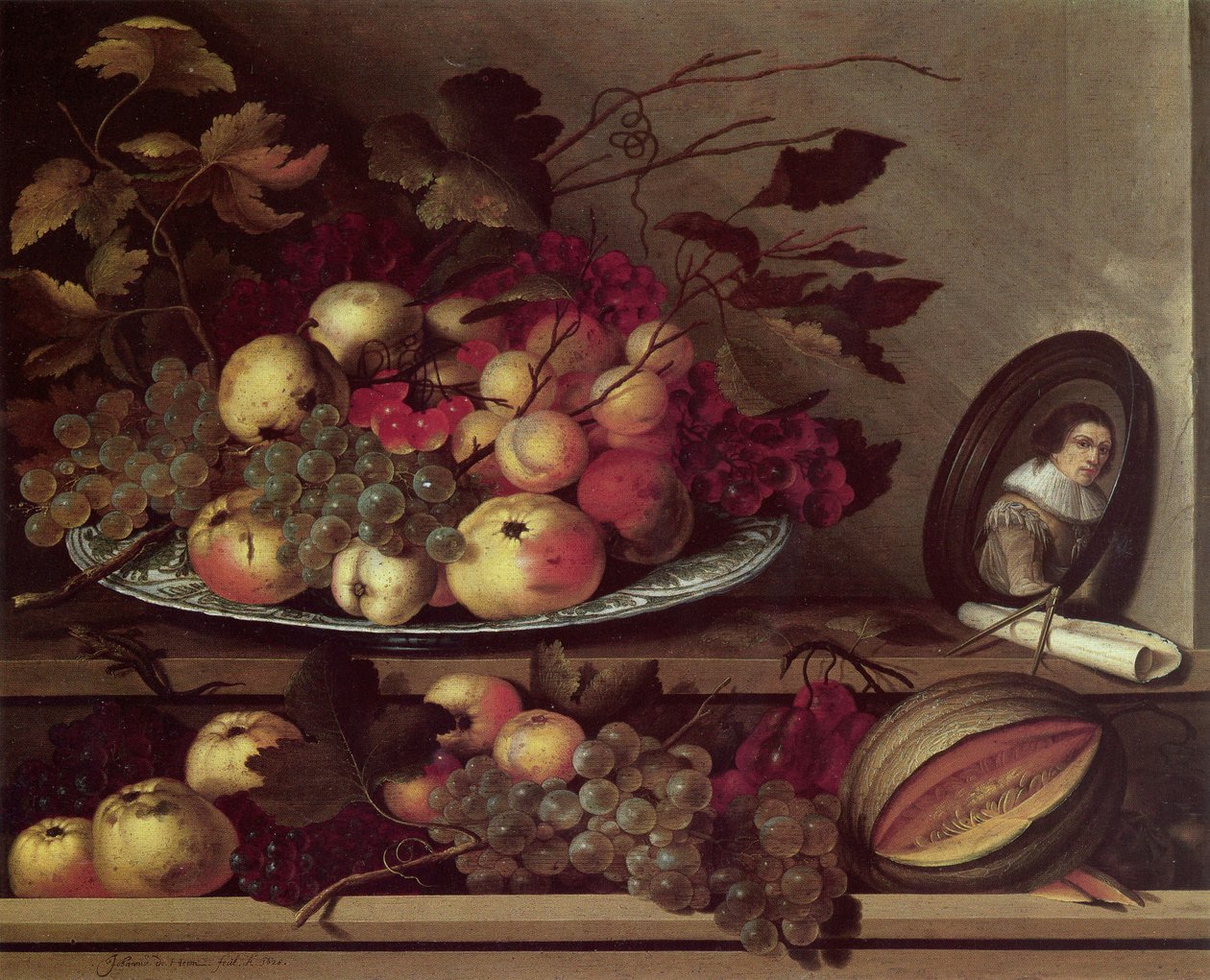 Stilleben med frugt og et selvportræt af Jan Davidsz. de Heem