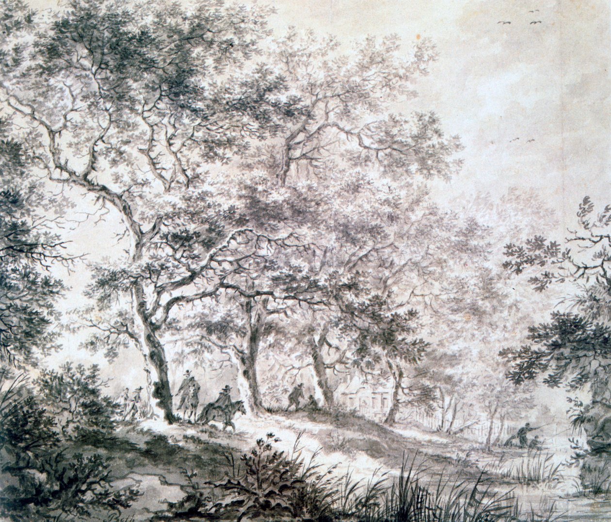 En gruppe træer ved kanten af vand, 1643 af Jan Dirksz Both