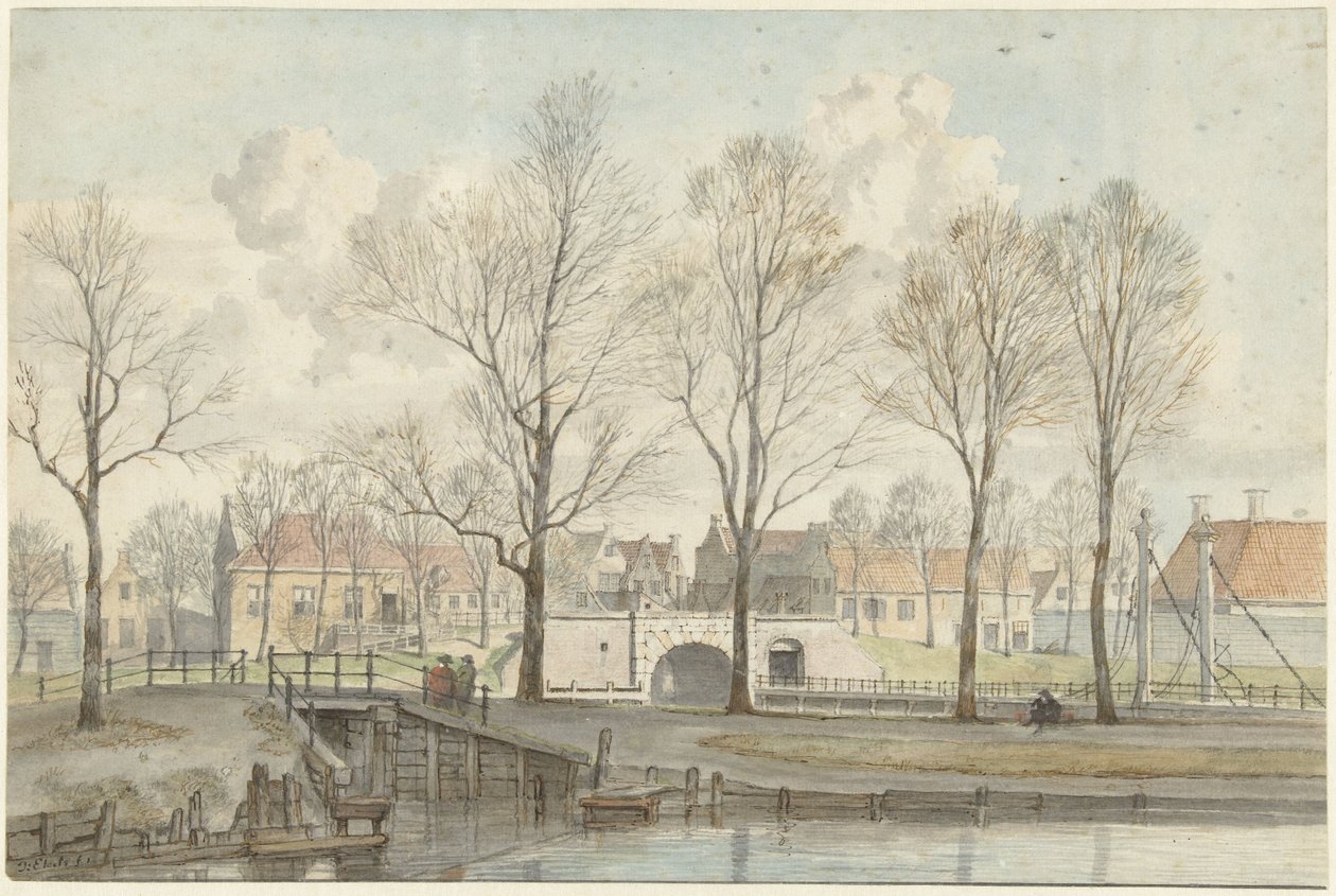 Heerenpoort i Leiden (?) af Jan Ekels (I)