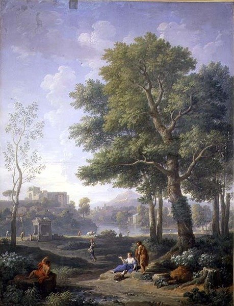 Capriccio udsigt med en belvedere af Jan Frans van Bloemen