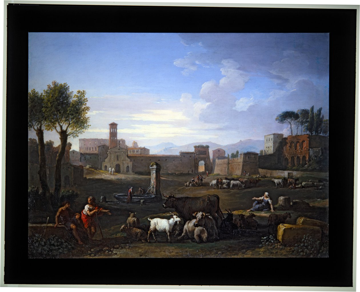 Sæt med fire Cappricio; (1) Campo Vaccino (lærred) af Jan Frans van (1662-1749) Bloemen