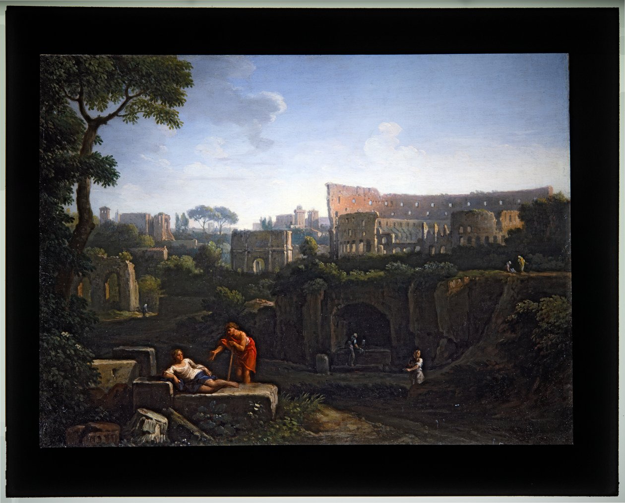 Sæt med fire Cappricio; (2) Colosseum og Konstantins bue (lærred) af Jan Frans van (1662 1749) Bloemen