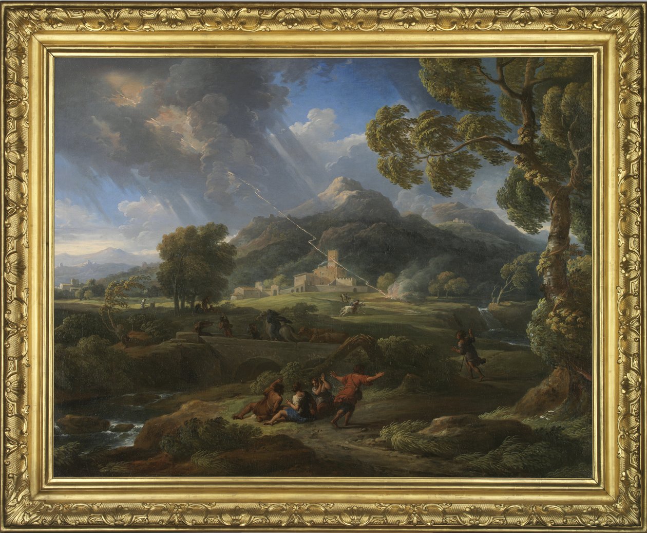 Orkan i det romerske landskab, 1725-49 af Jan Frans van Bloemen