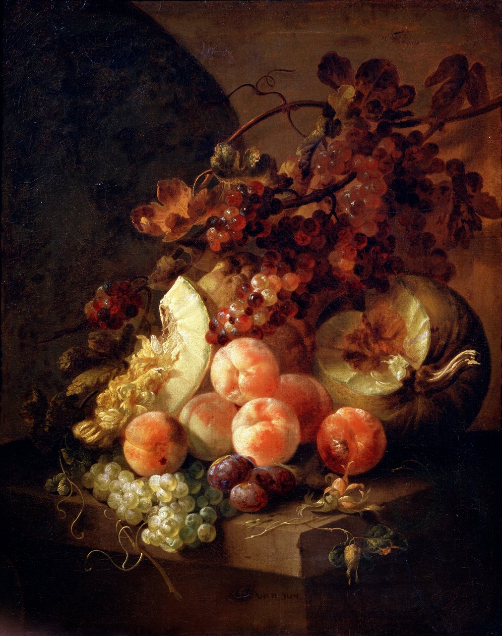 Stilleben med ferskner, slutningen af det 17. eller begyndelsen af det 18. århundrede. af Jan Frans van Son