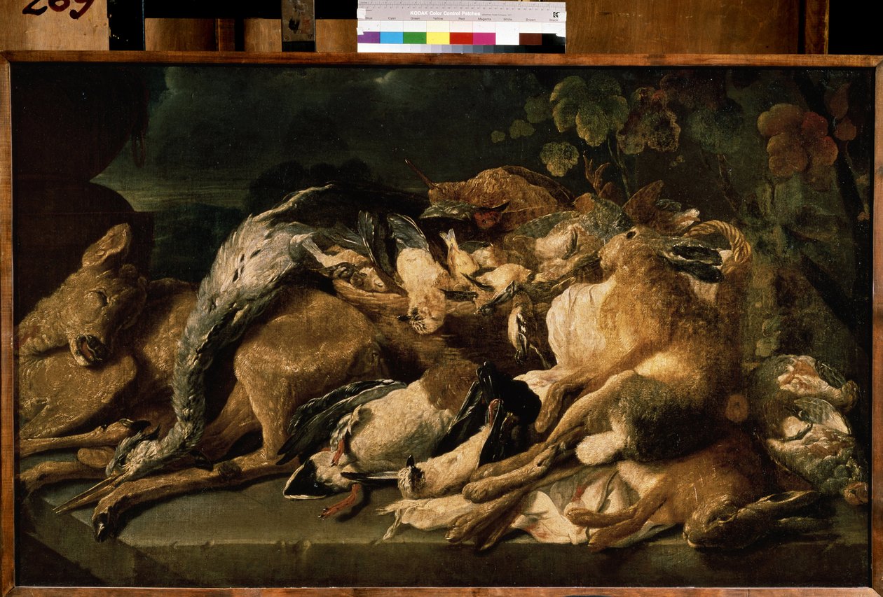 ""Stilleben med vildt"" (Stilleben) Hare, då, ænder. Maleri af Jan (Johannes) Fyt (1611-1661) 1640 Pushkin Museum, Moskva af Jan Fyt