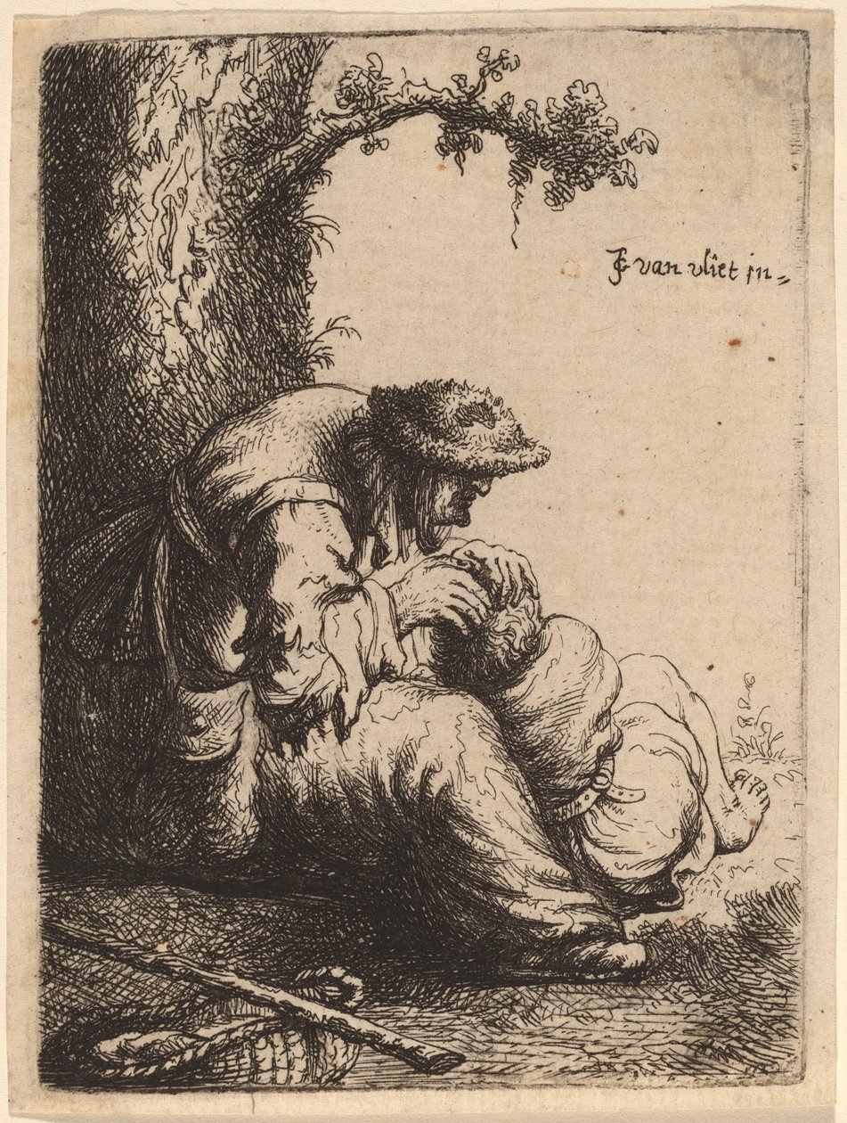 Tiggerkvinde, der flygter fra en dreng, 1632. af Jan Georg van Vliet