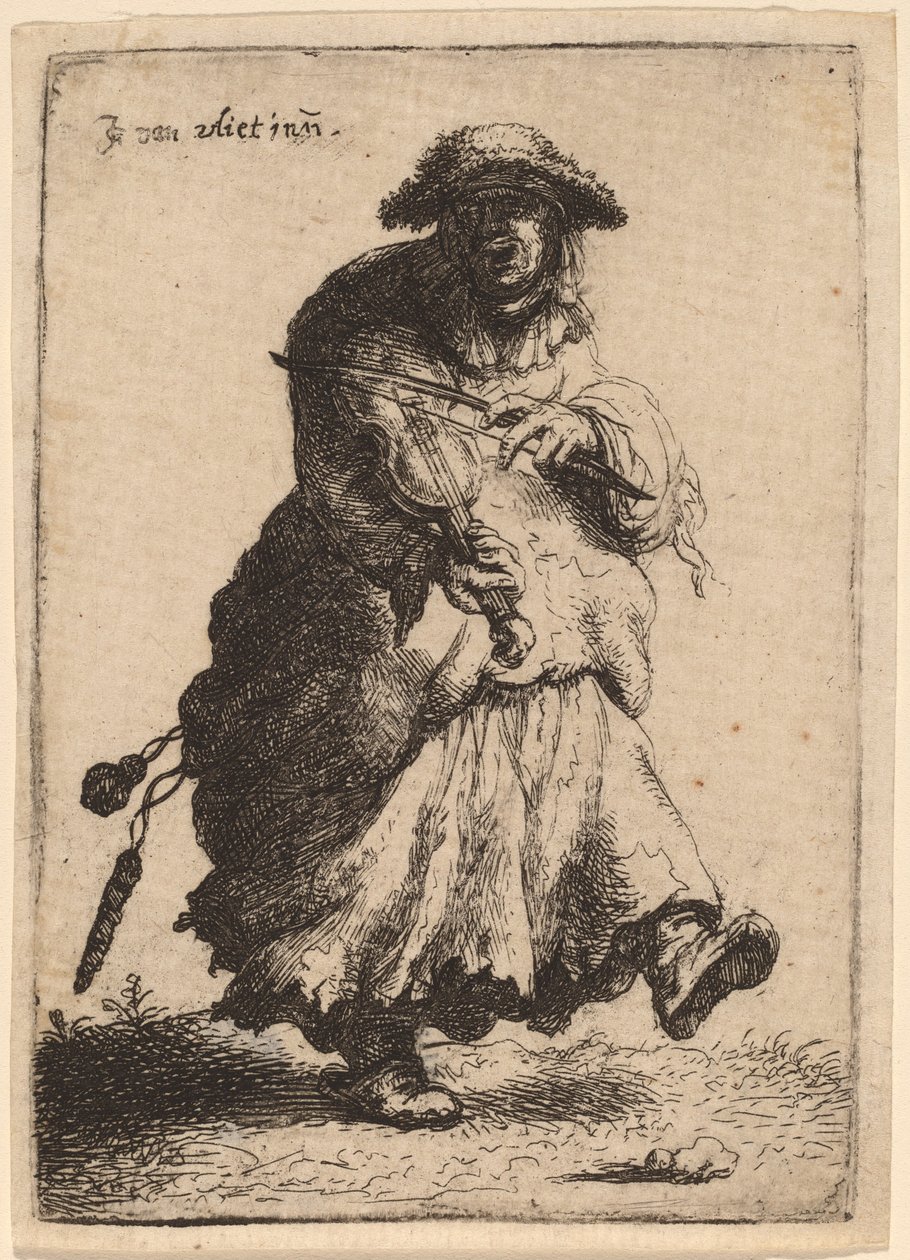 Tiggerkvinde spiller violin, 1632. af Jan Georg van Vliet