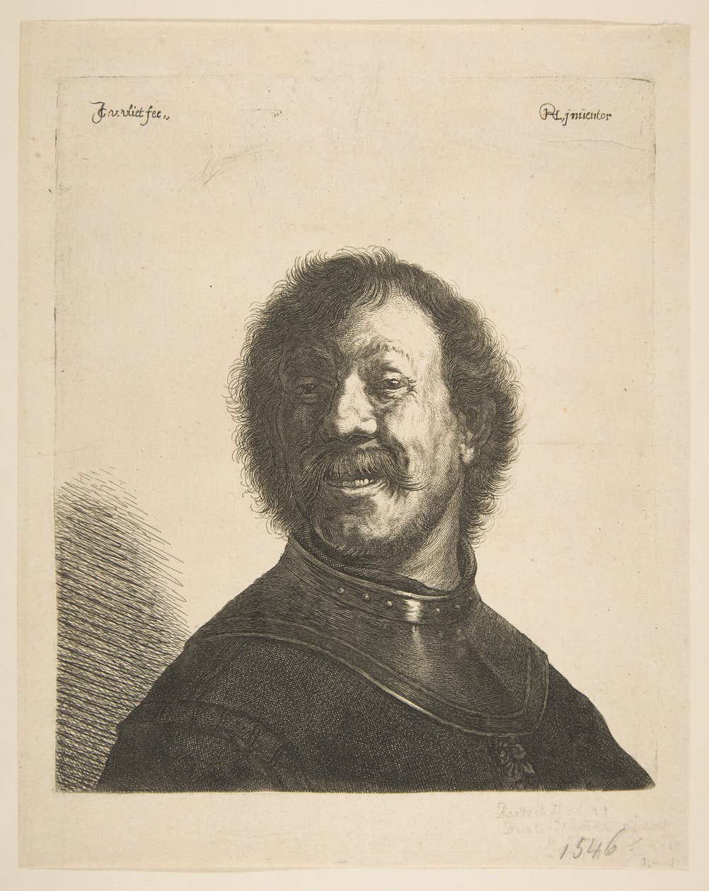 Laughing Man in a Gorget, 1620-40. af Jan Georg van Vliet