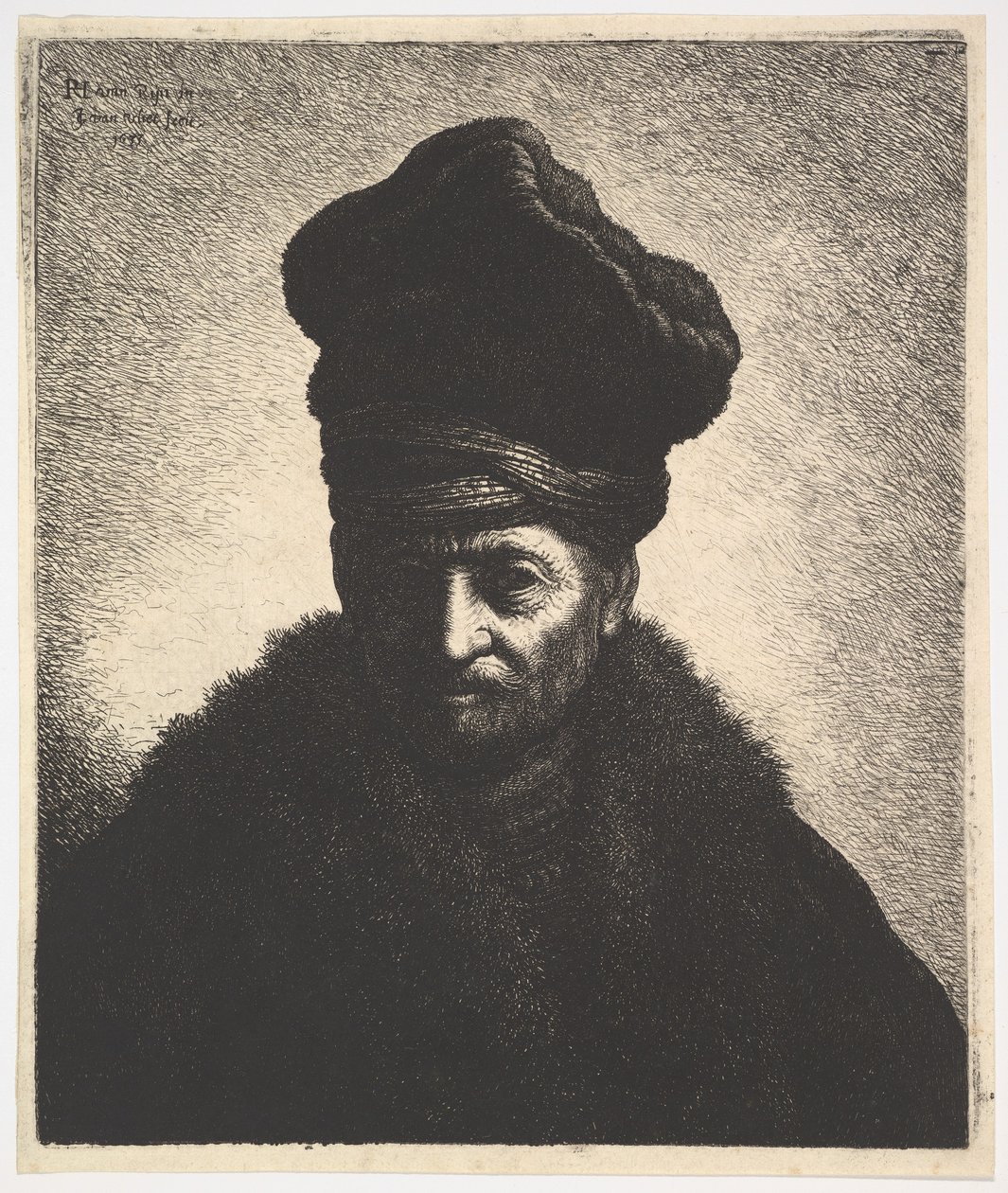 Portræt af en mand, efter Rembrandt, 1633. af Jan Georg van Vliet