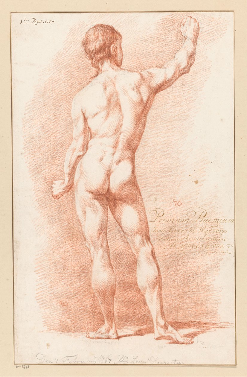 Stående nøgen mand, set bagfra (1. præmie 1767) af Jan Gerard Waldorp