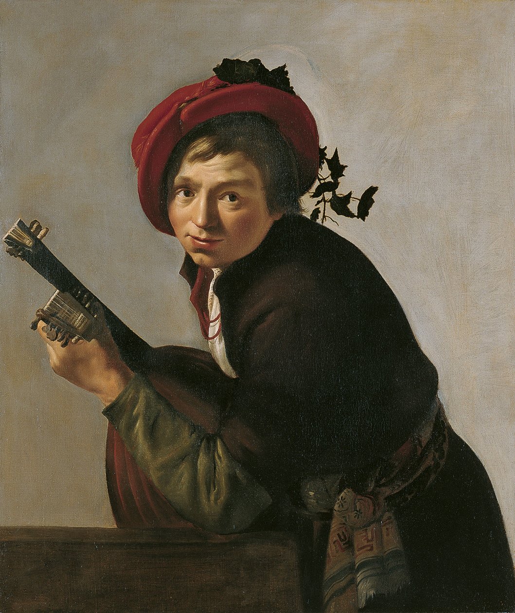 Mand spiller på theorbe af Jan Gerritsz van Bronckhorst