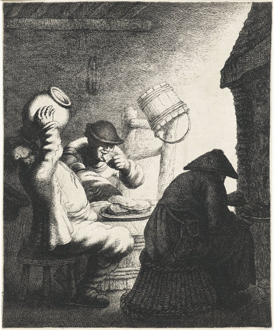 Figurer spiser pandekager i et interiør Smag De fem sanser (serietitel) af Jan Gillisz. van Vliet