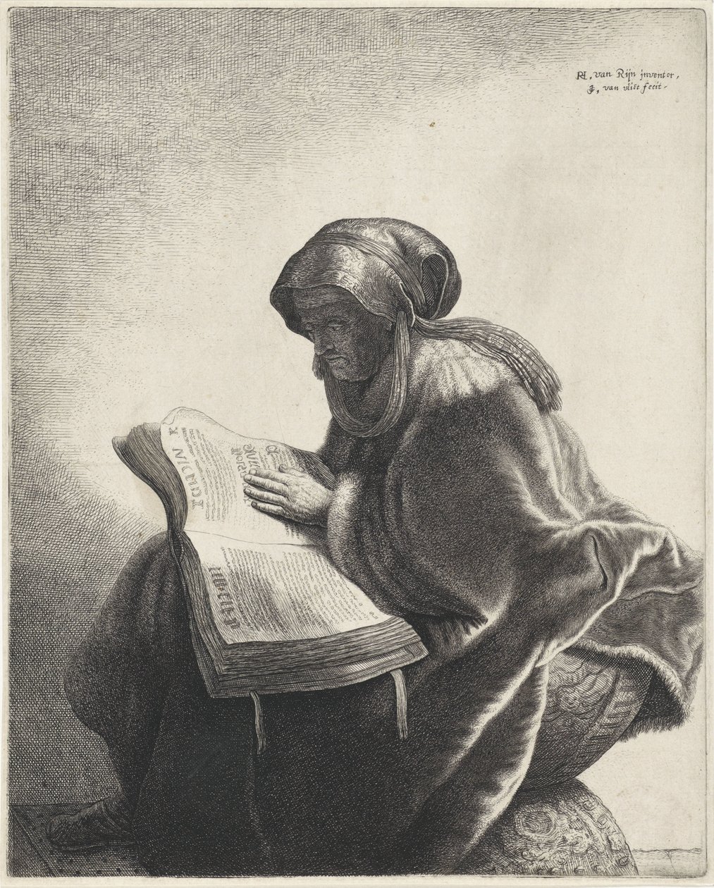 Gammel kvinde læser af Jan Gillisz. van Vliet