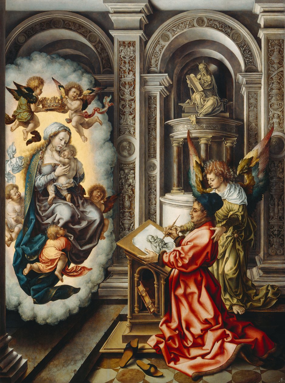 Tysk: Hl. Lukas malt die Madonna Sankt Lukas maler jomfruen af Jan Gossaert