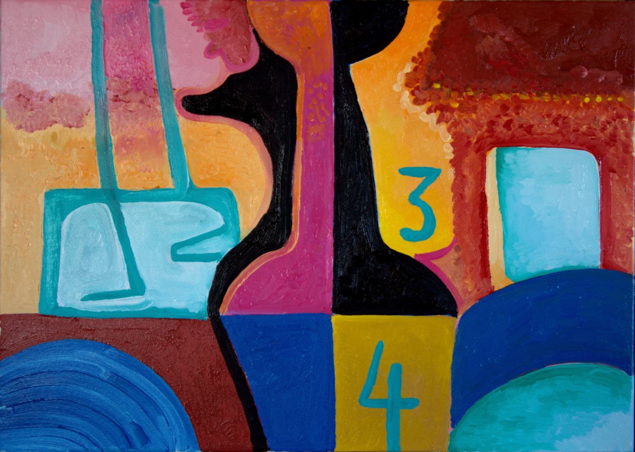 Anubis frembringer grundlæggende tal, 2010 (olie på lærred) af Jan Groneberg