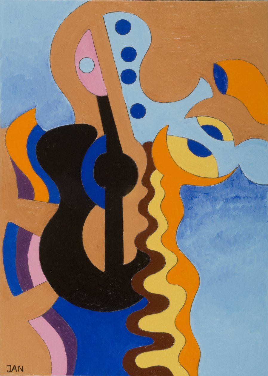 Sort guitar, 2009 (olie på lærred) af Jan Groneberg