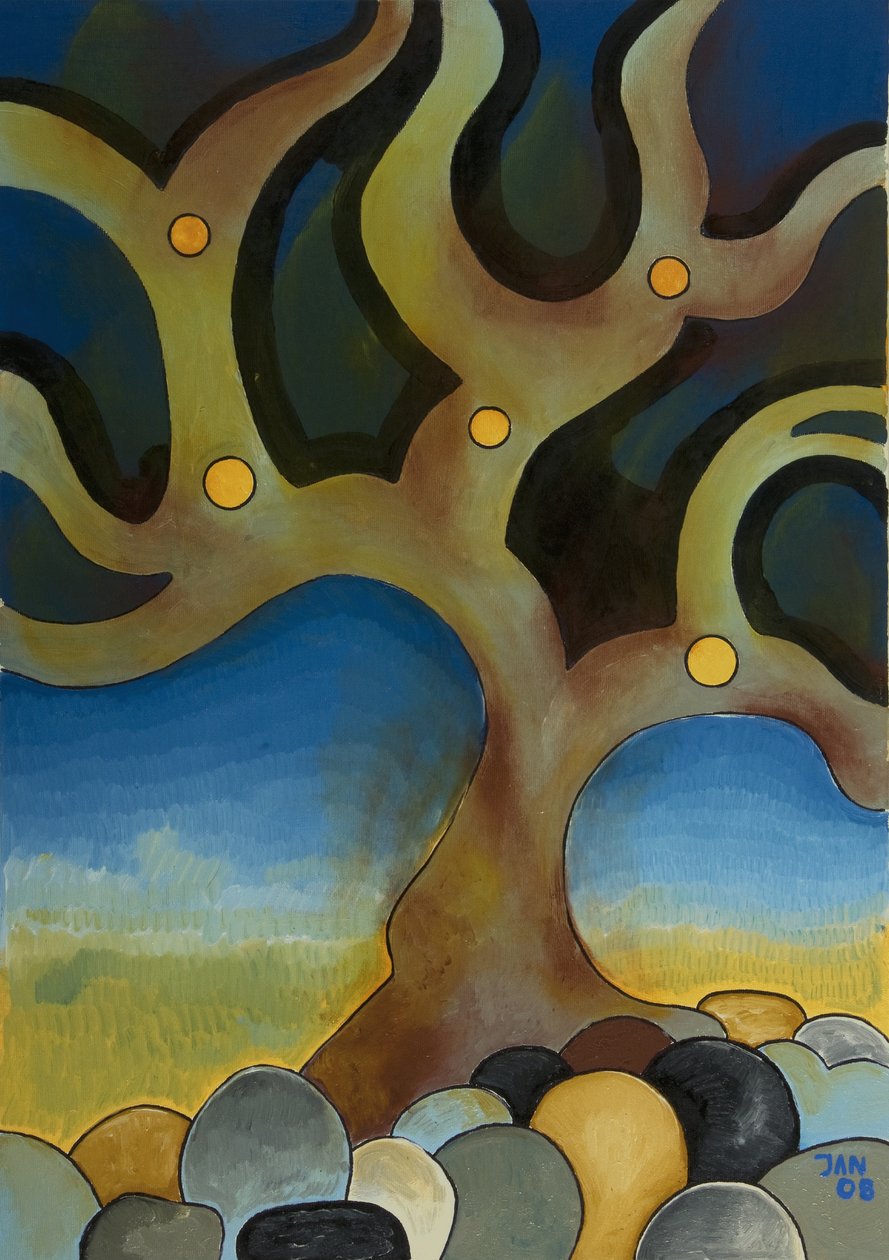Brændt træ, 2008 (olie på lærred) af Jan Groneberg