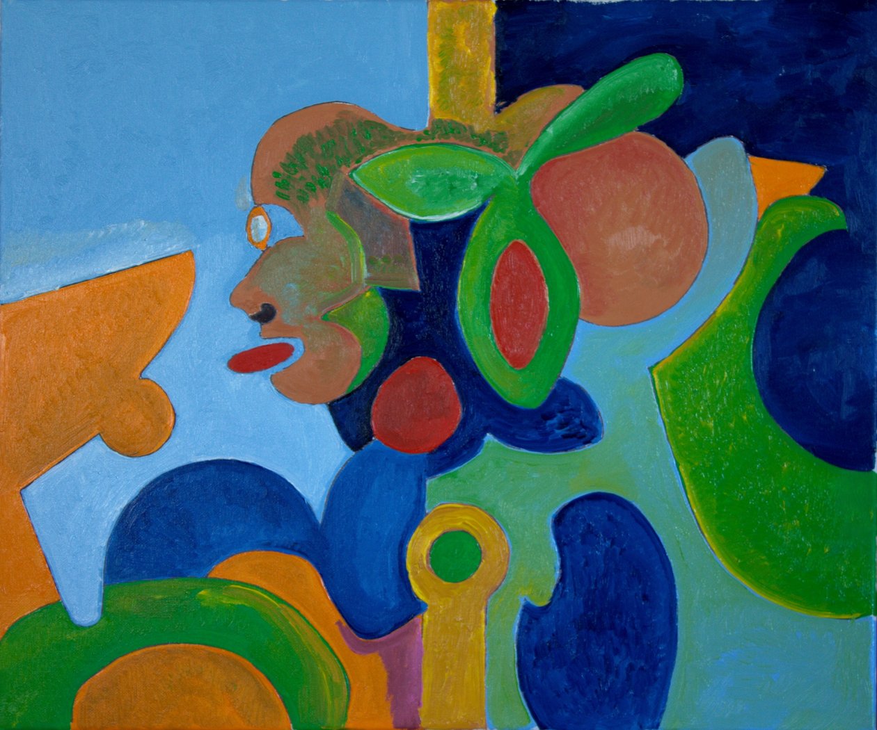 Selvportræt som en gris, der flyver højt, 2009 (olie på lærred) af Jan Groneberg