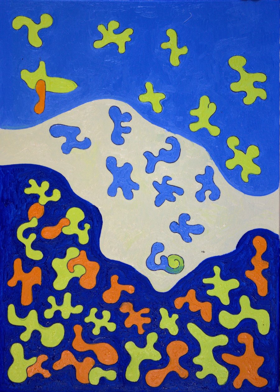 Shower Curtain, 2010 (olie på lærred) af Jan Groneberg