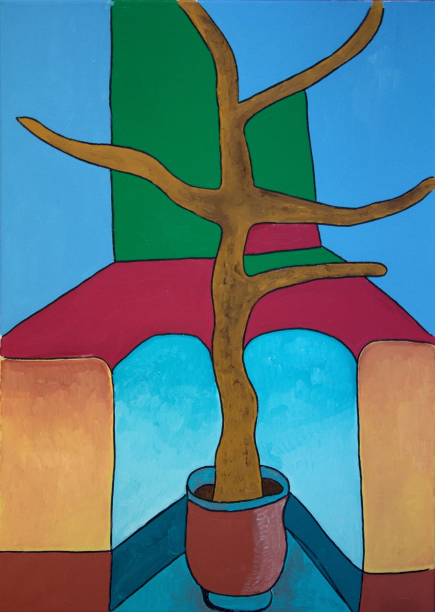 Bonsai er ikke blevet vandet, 2009 (olie på lærred) af Jan Groneberg