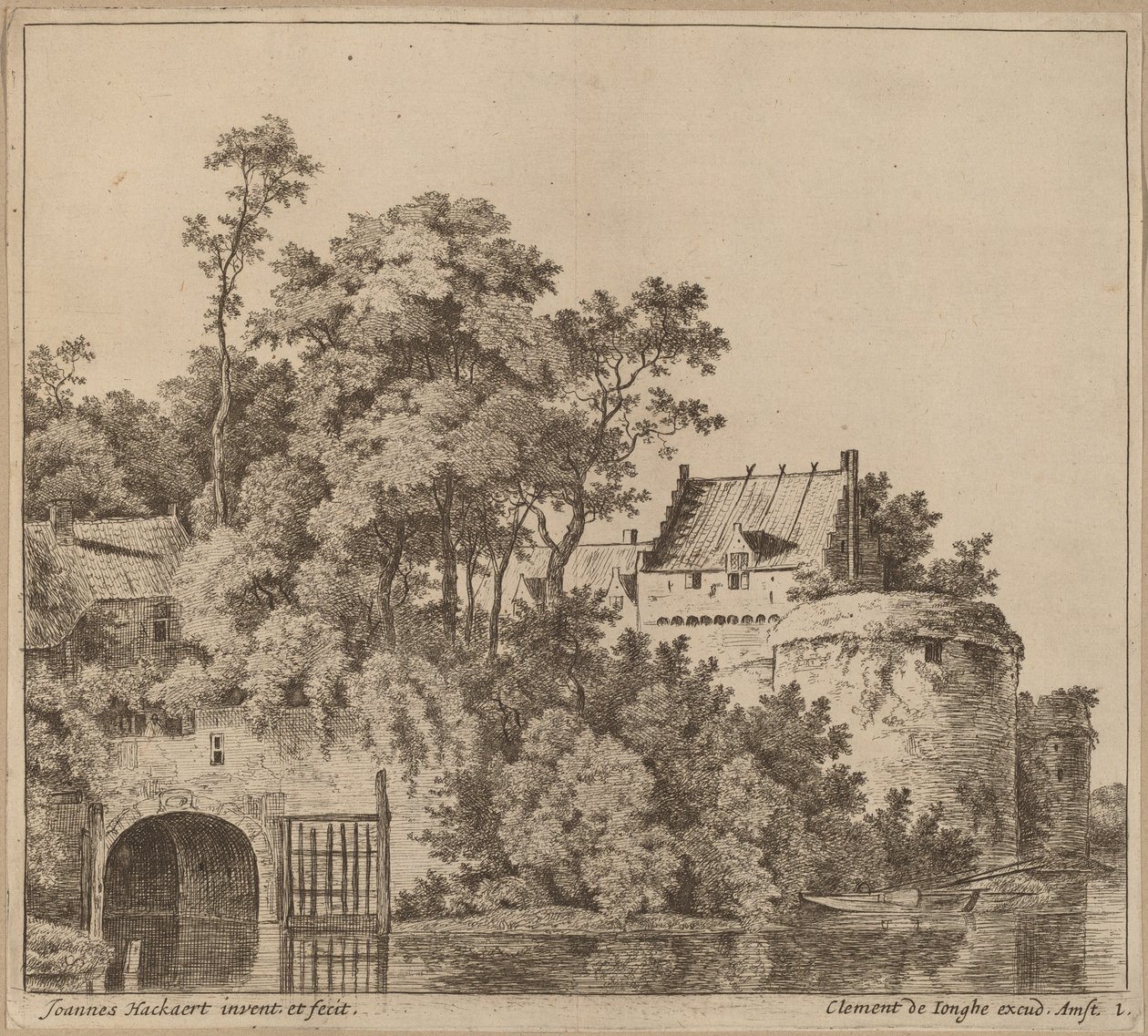 Lille by (byporten ved Gorkum?) af Jan Hackaert