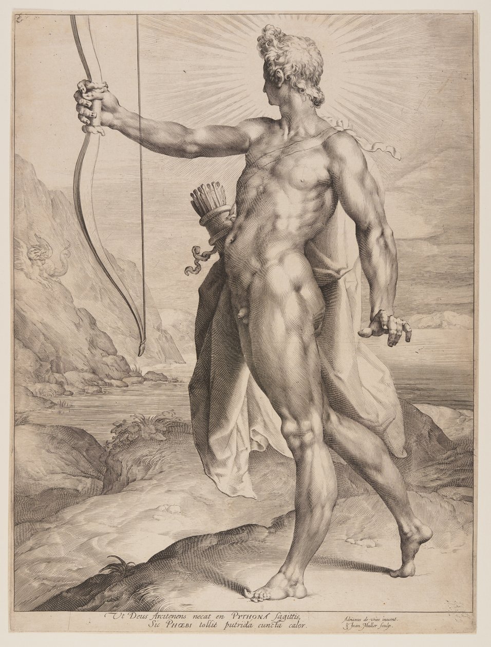Apollon dræber pytonen af Jan Harmensz. Muller