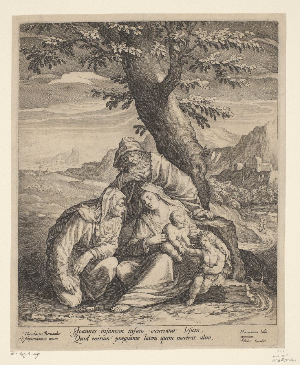 Hellig familie med Elizabeth og Johannes Døberen af Jan Harmensz. Muller