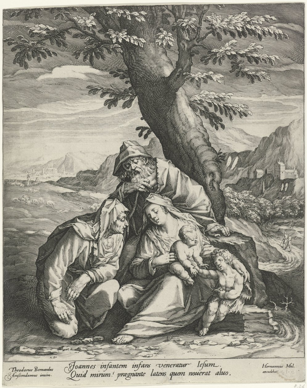 Hellig familie med Elizabeth og Johannes Døberen af Jan Harmensz. Muller