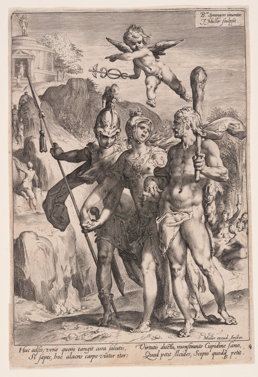 Minerva og Amor leder Herkules og Scipio på dydens vej af Jan Harmensz. Muller