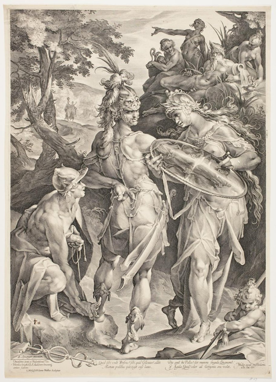 Minerva og Mercury bevæbner Perseus til hans møde med Medusa af Jan Harmensz. Muller
