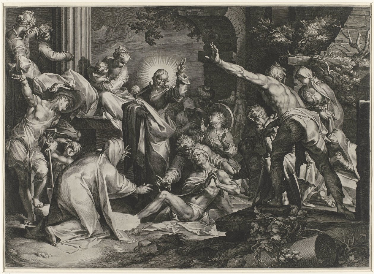 Opdragelse af Lazarus af Jan Harmensz. Muller
