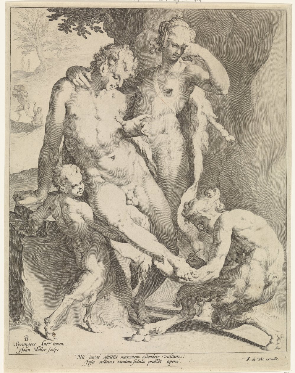 Oreaden fjerner en torn fra en satyrs fod af Jan Harmensz. Muller